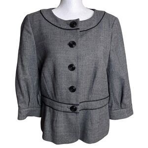 Classiques Entier Wool Blend Houndstooth Cropped Blazer Jacket‎ Pink Lining 14